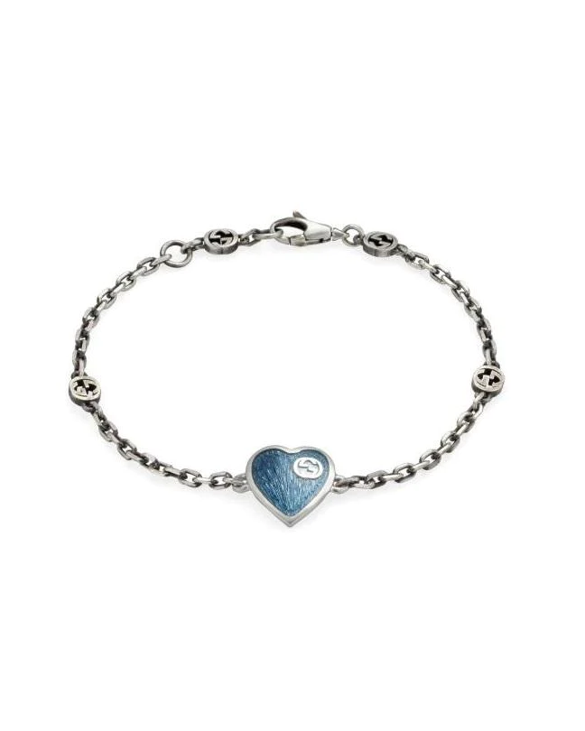 Gucci GG Hearts Sterling Silver & Red Enamel Bracelet