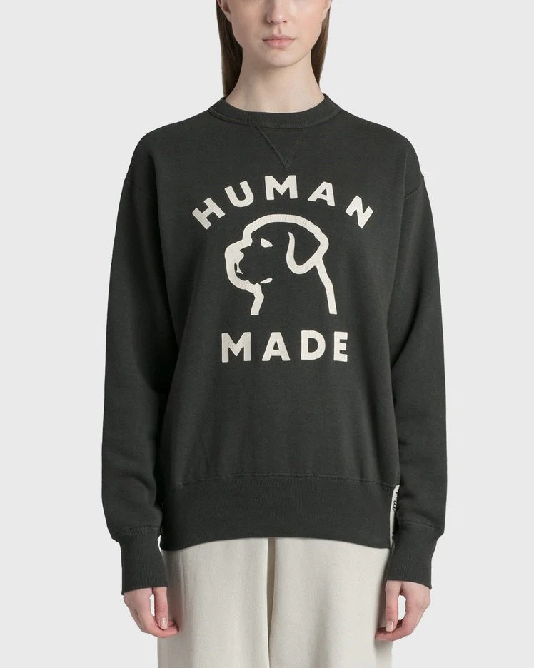 Human Made Black Bulldog Crew Neck Sweatshirt