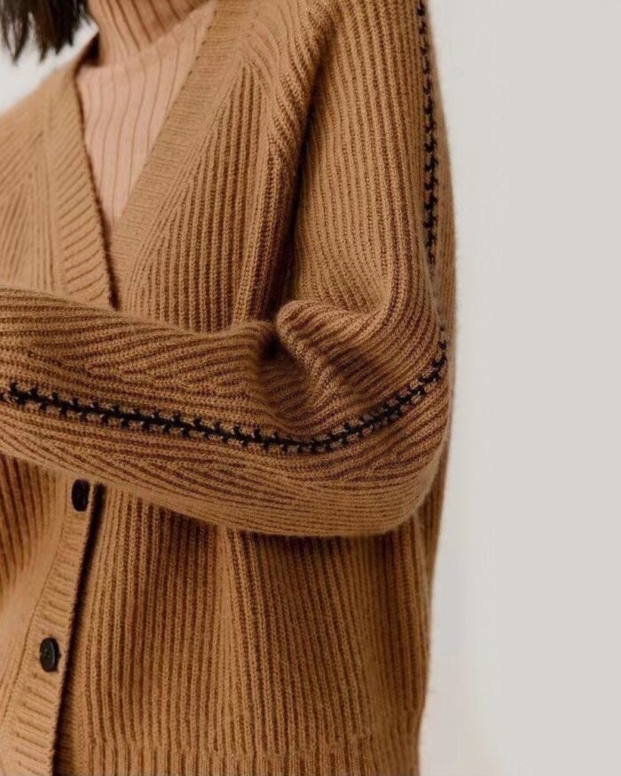 ICICLE Counter Genuine Jacquard Cashmere Wool Knitted Cardigan