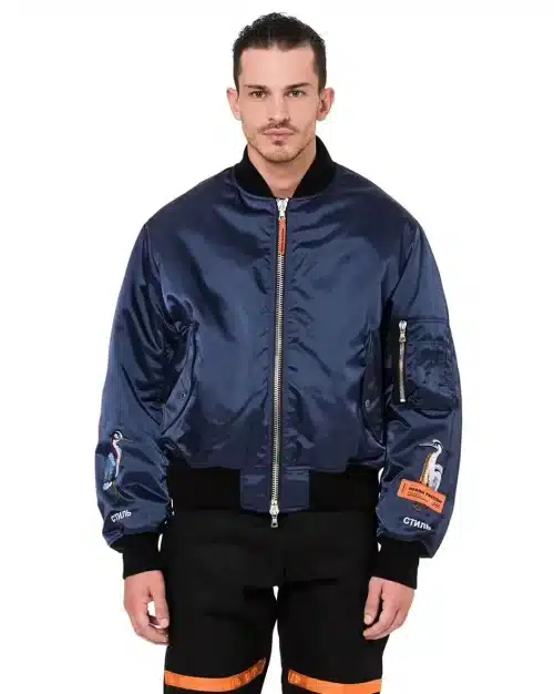 Heron Preston Blue Short Bomber Jacket