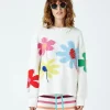 Mira Mikati Organic Cotton Floral Print Jumper Ecru