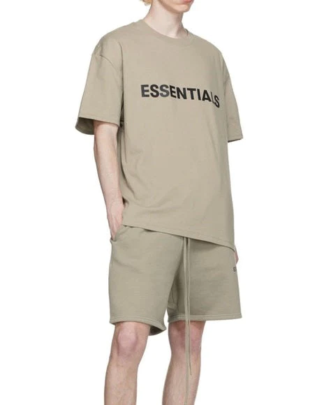 Essentials Men's Boxy T-Shirt Applique Logo Olive/Khaki