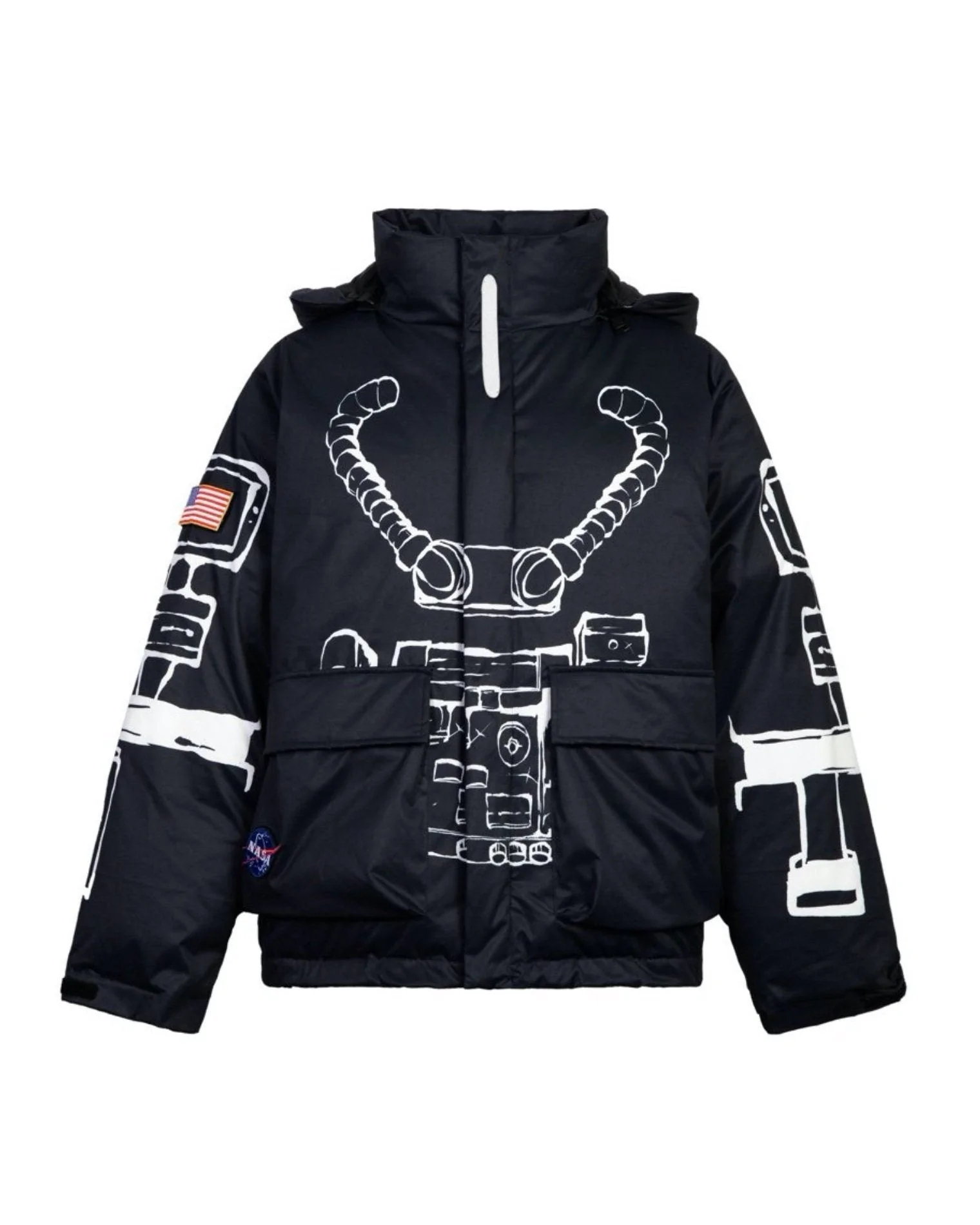 13 De Marzo x NASA Astronaut Teddy Bear Painted Down Jacket Black