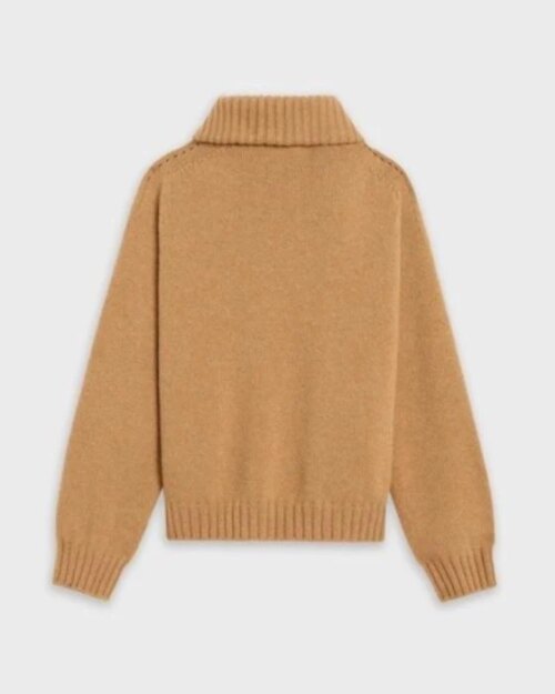 Celine Open-Collar Sweater With Signature In Seamless Cashmere