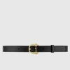 Gucci Thin Belt With Horsebit Buckle, Black