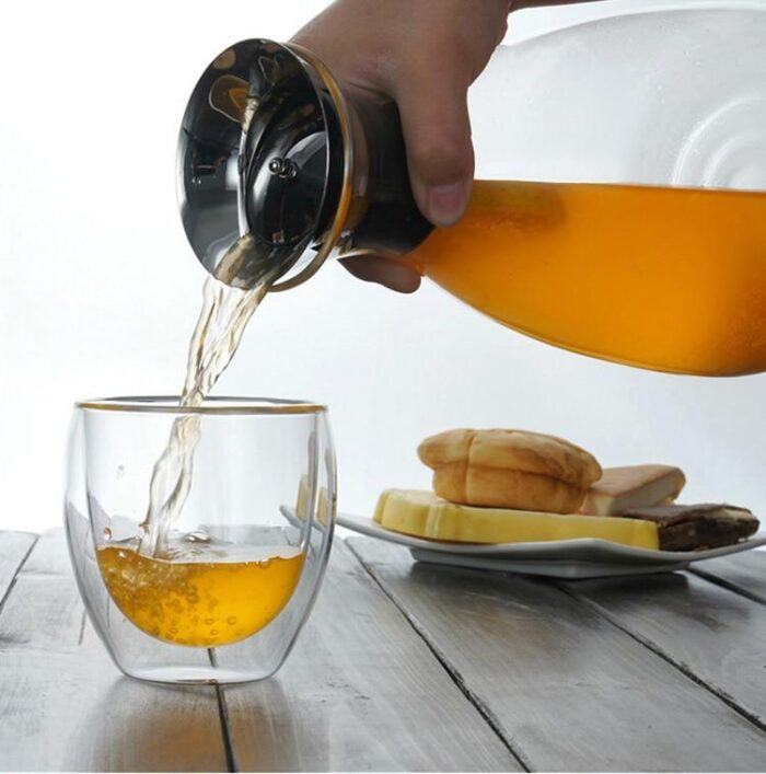 Creative Vaso Caneca Double Wall Glass With Bamboo Lid
