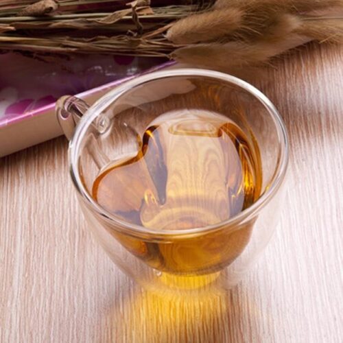 Double Wall Glass Handle Coffee Glasses Cups & Heart Love Shaped Double Wall Glasses Cups