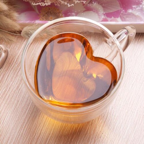 Double Wall Glass Handle Coffee Glasses Cups & Heart Love Shaped Double Wall Glasses Cups