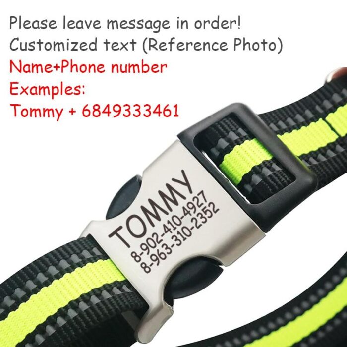 FLOWGOGO Reflective Nylon Personalized Engraved Dog Collar
