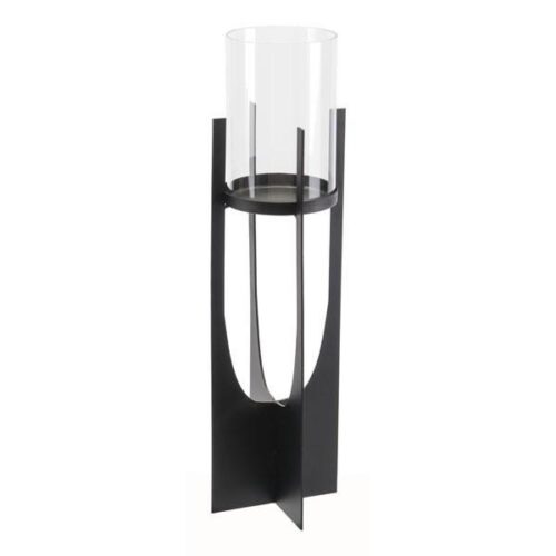 Zuo Equis Black Candle Holder Lg Black