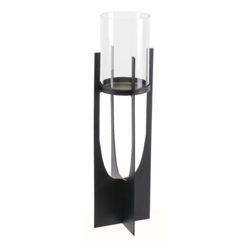 Zuo Equis Black Candle Holder Lg Black