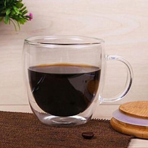 Double Wall Glass Handle Coffee Glasses Cups & Heart Love Shaped Double Wall Glasses Cups