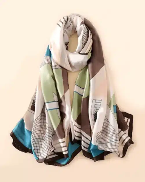 Women's Geometric Print Silk Scarf