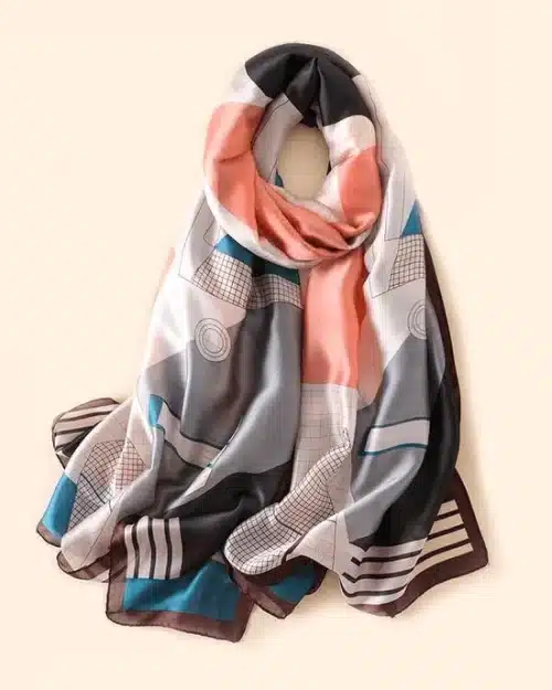 Women's Geometric Print Silk Scarf