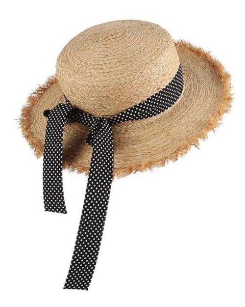 Women's Summer Straw Raffia Woven Ribbon Decor Hat