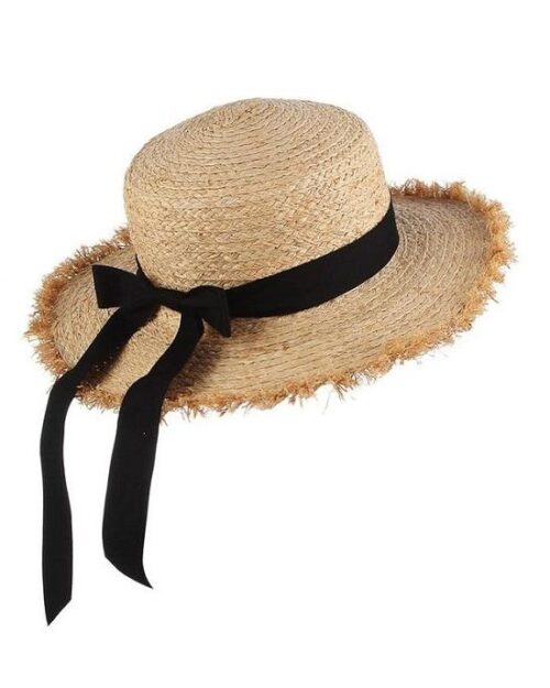 Women's Summer Straw Raffia Woven Ribbon Decor Hat