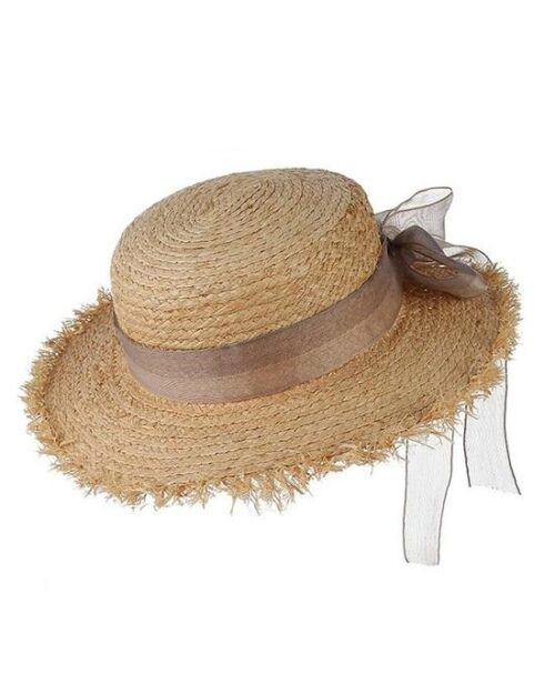 Women's Summer Straw Raffia Woven Ribbon Decor Hat