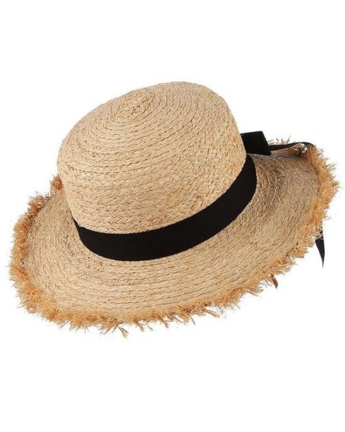 Women's Summer Straw Raffia Woven Ribbon Decor Hat