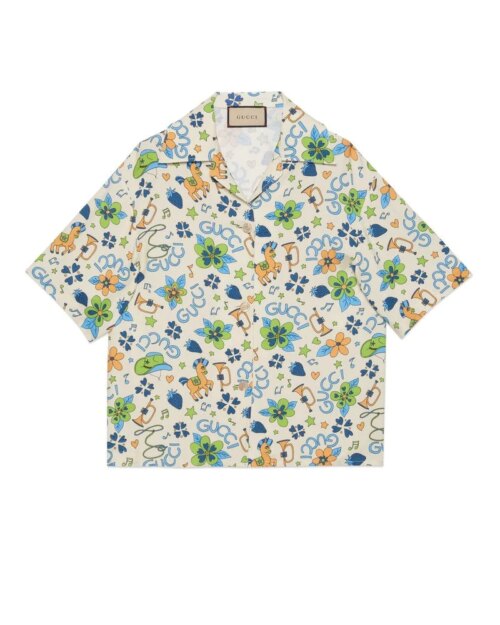 Gucci Retro Flower Print Viscose Shirt