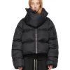 Rick Owens Black Down Funnel Neck Jacket