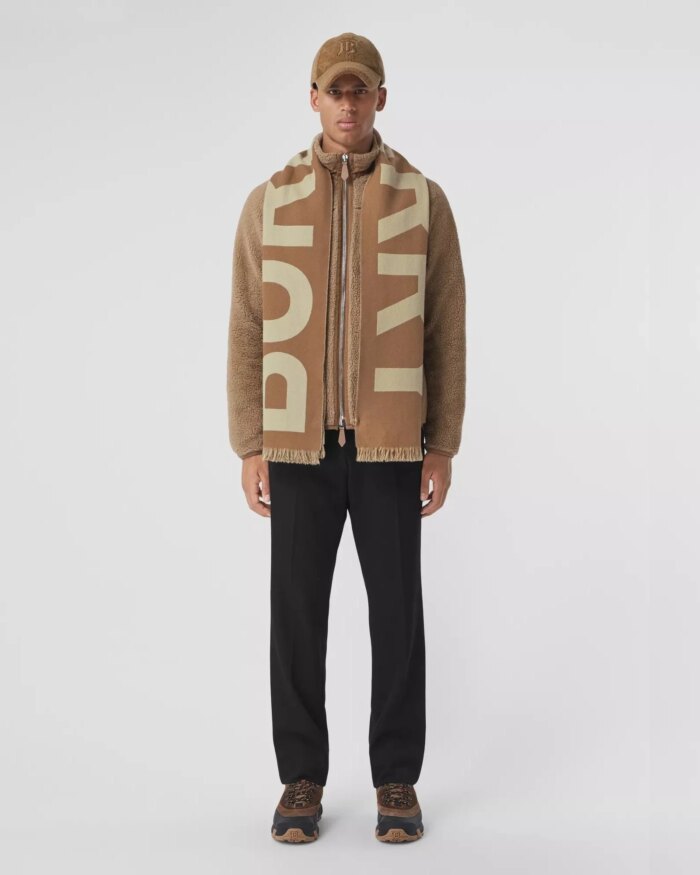 Burberry Men's Logo Wool Jacquard Scarf