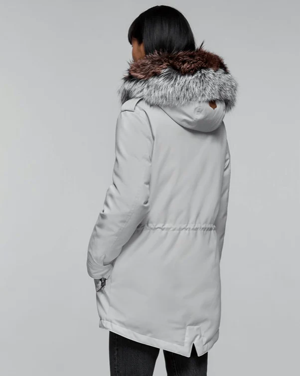 Mackage Chara DXR Down Twill Parka Coat, Light Grey