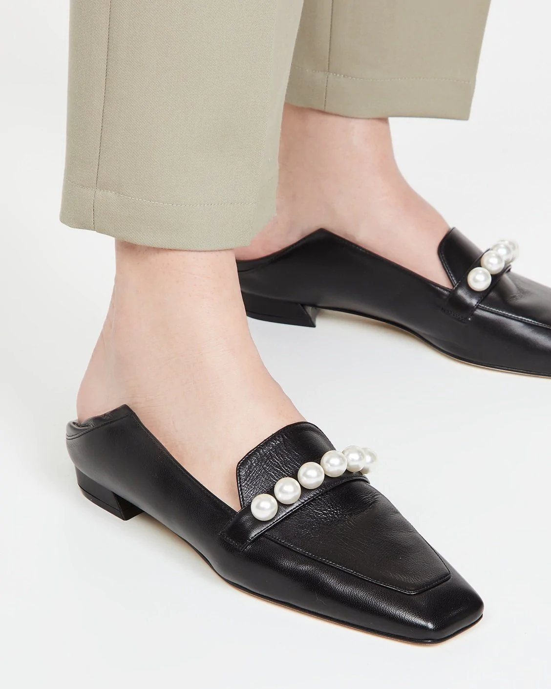 Stuart Weitzman Mickee Pearls Loafers, Black