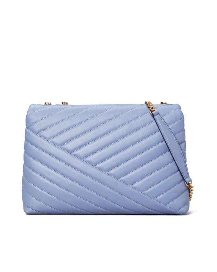 Tory Burch Kira Chevron Convertible Shoulder Bag, Bluewood
