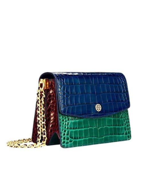 Tory Burch Blue Parker Embossed Convertible Shoulder Bag