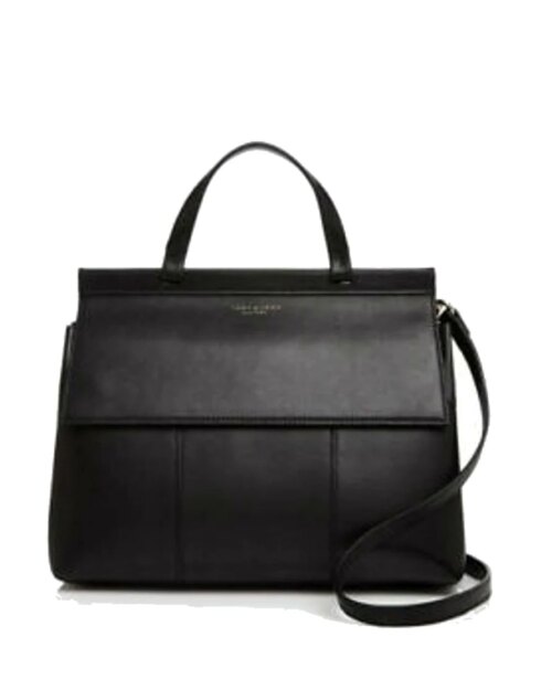 Tory Burch T Block Leather Satchel, Black