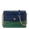 Tory Burch Blue Parker Embossed Convertible Shoulder Bag