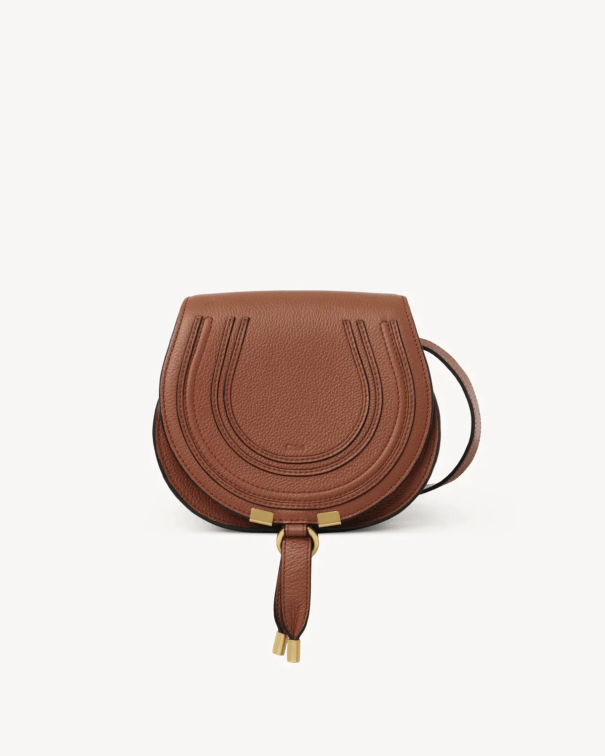 Chloe Marcie Logo-Embossed Crossbody Bag in Tan