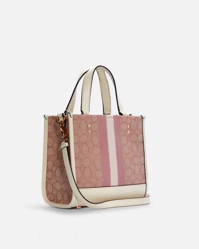 Coach Dempsey Tote 22 In Signature Jacquard With Coach Patch And Heart Charm