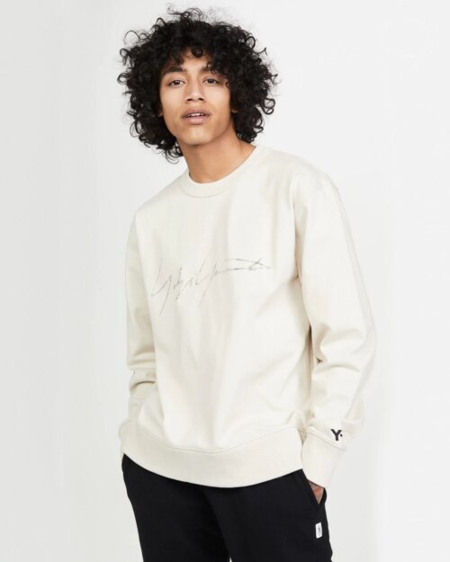 Y-3 Men's Distressed Signature Crewneck Sweatshirt
