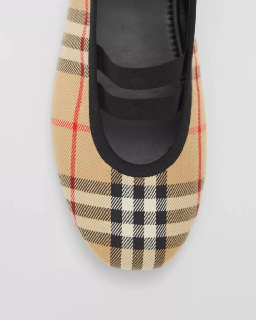 Burberry Logo Detail Vintage Check Cotton Ballerinas