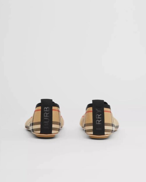 Burberry Logo Detail Vintage Check Cotton Ballerinas