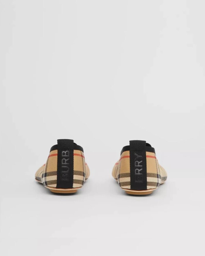 Burberry Logo Detail Vintage Check Cotton Ballerinas