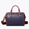 Tory Burch T Monogram Leather Barrel, Royal Navy / Juneberry