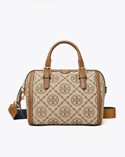 Tory Burch T Monogram Jacquard Barrel, Hazelnut