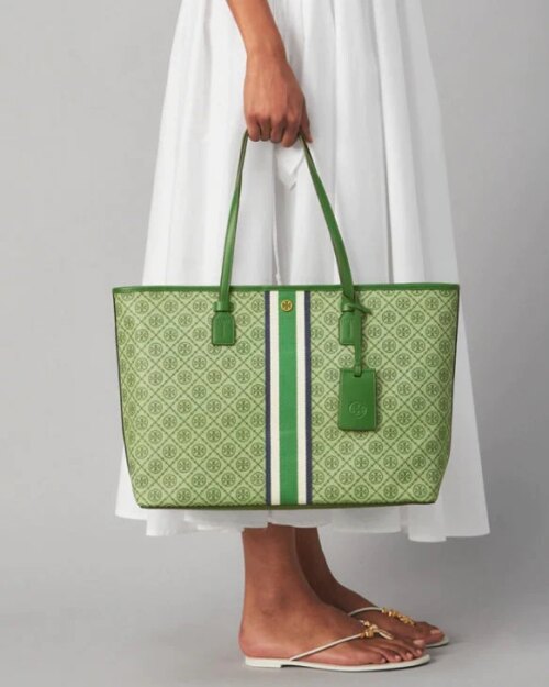 Tory Burch T Monogram Coated Canvas Tote Bag