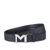 Montblanc Men's Palladium Finish M Buckle Reversible Leather Belt