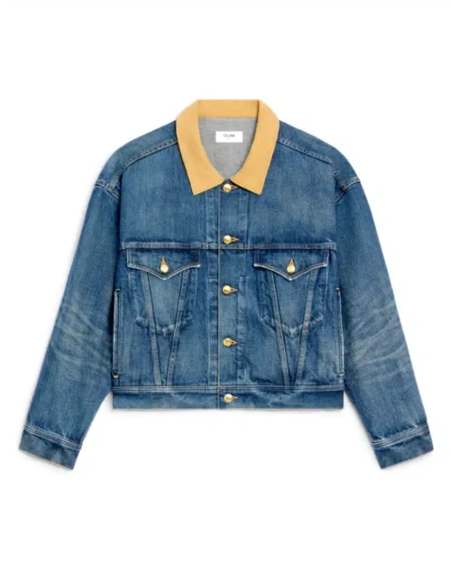 Celine Trucker Jacket In Dark Union Wash Denim