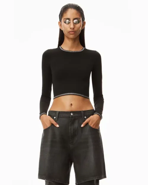 Alexander Wang Logo Trim Pullover In Compact Nylon