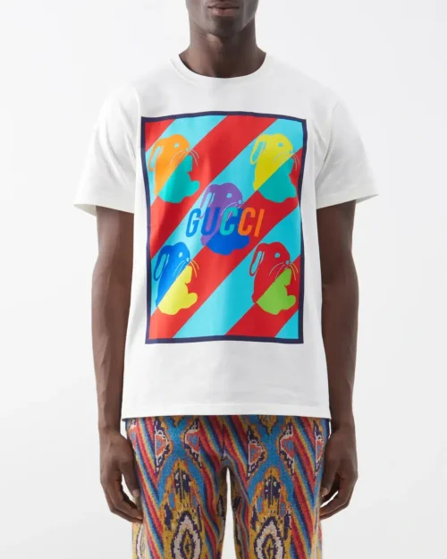 Gucci Bunny Print Cotton Jersey T-Shirt