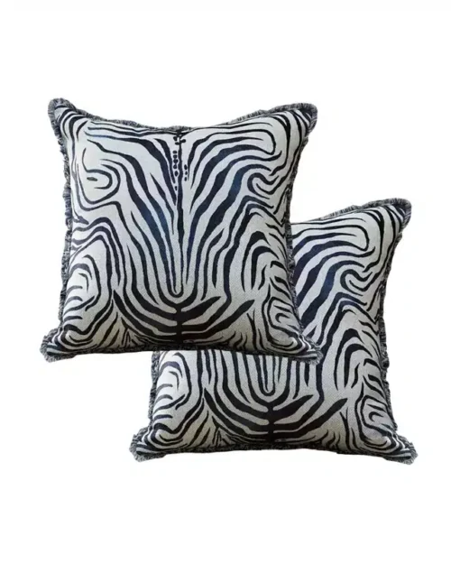 Nanis Blue and White Zebra Pillow 18" x 18"