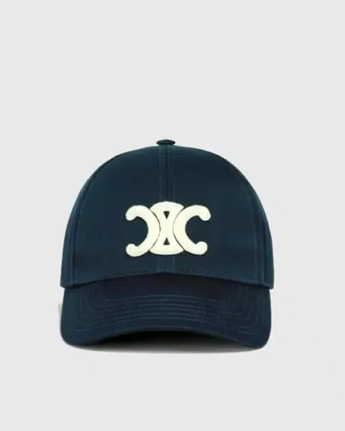 Celine Black Triomphe Cotton Baseball Cap
