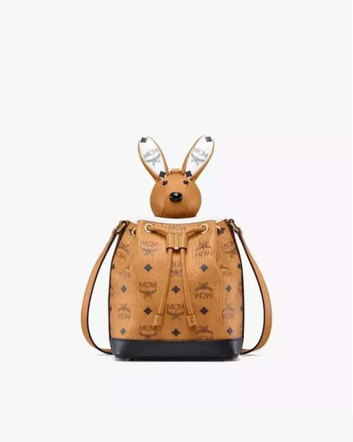MCM Park Rabbit Drawstring Bag in Visetos Leather Mix