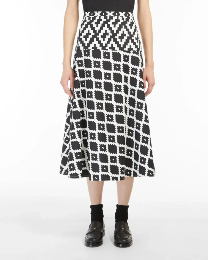 Max Mara Donnola Flared Cotton Twill Midi Skirt