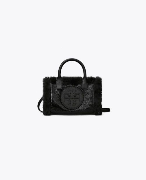 Tory Burch Mini Ella Patent Shearling Tote