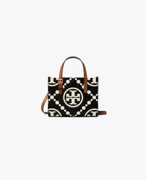 Tory Burch Mini T Monogram Contrast Embossed Square Tote